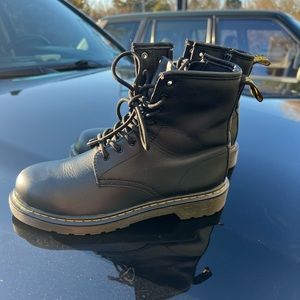 size 6 Women's Dr. Martens 1460 Overlay Side Zip Combat Boots Black